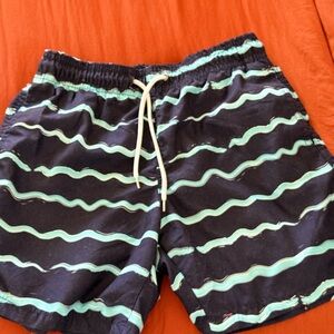 Wave Pattern Men's Athletic Swim Shorts - Black and Green